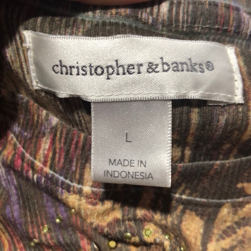 Christopher & Banks green/multi color top large - Picture 6 of 7
